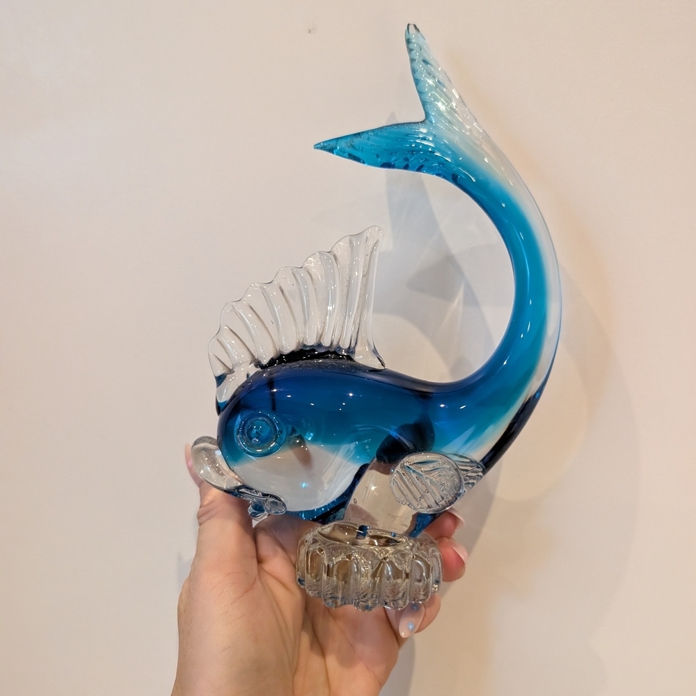 Blue Glass Fish Figurine